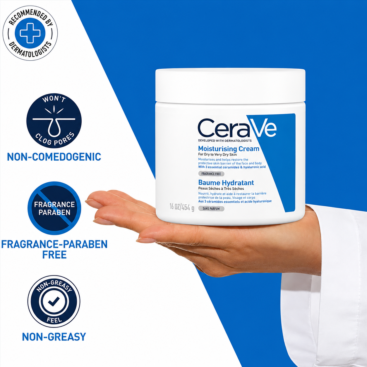 CeraVe Moisturising Cream Baume Hydratant for Dry and Very Dry Skin